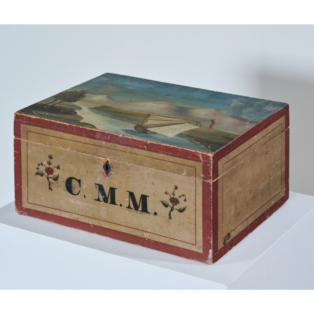 antique sailboat-decorated box