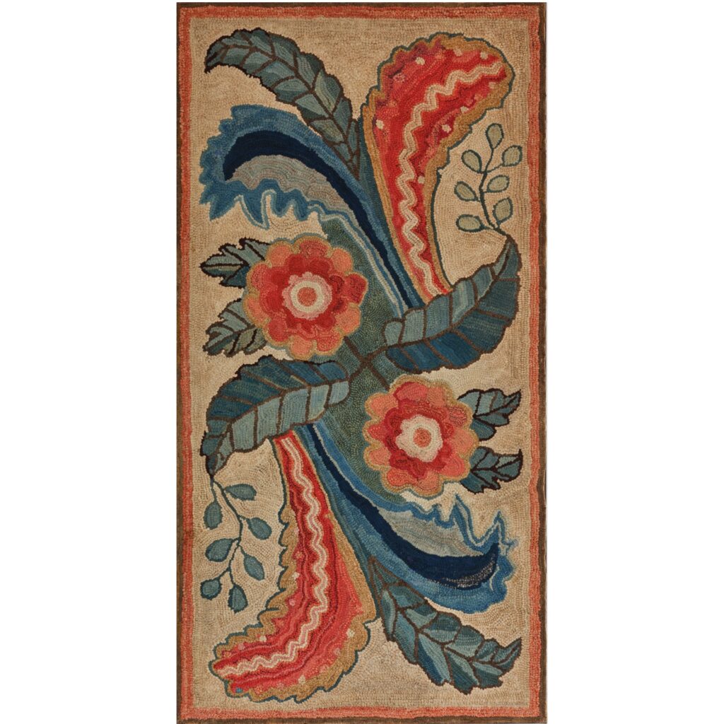 early floral hooked rug