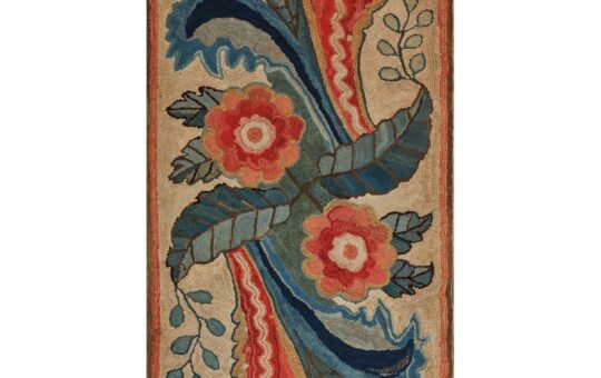 early floral hooked rug