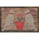 antique cats hooked rug