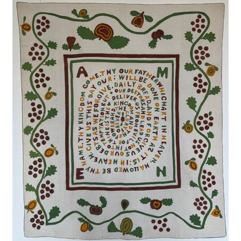 antique appliqued religious quilt