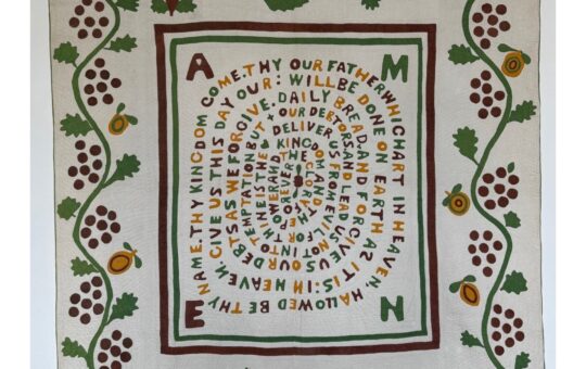 antique appliqued religious quilt
