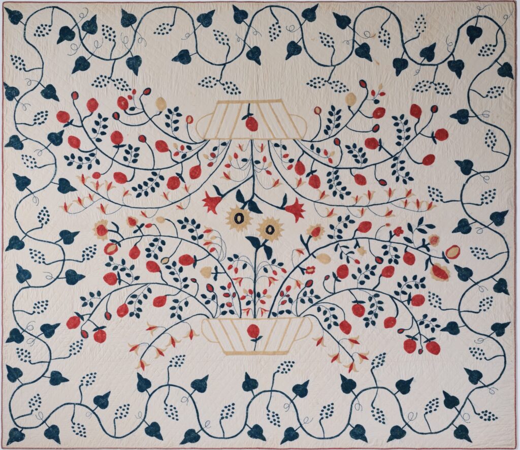 American antique embroidered quilt