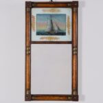 antique eglomise mirror with sailboat
